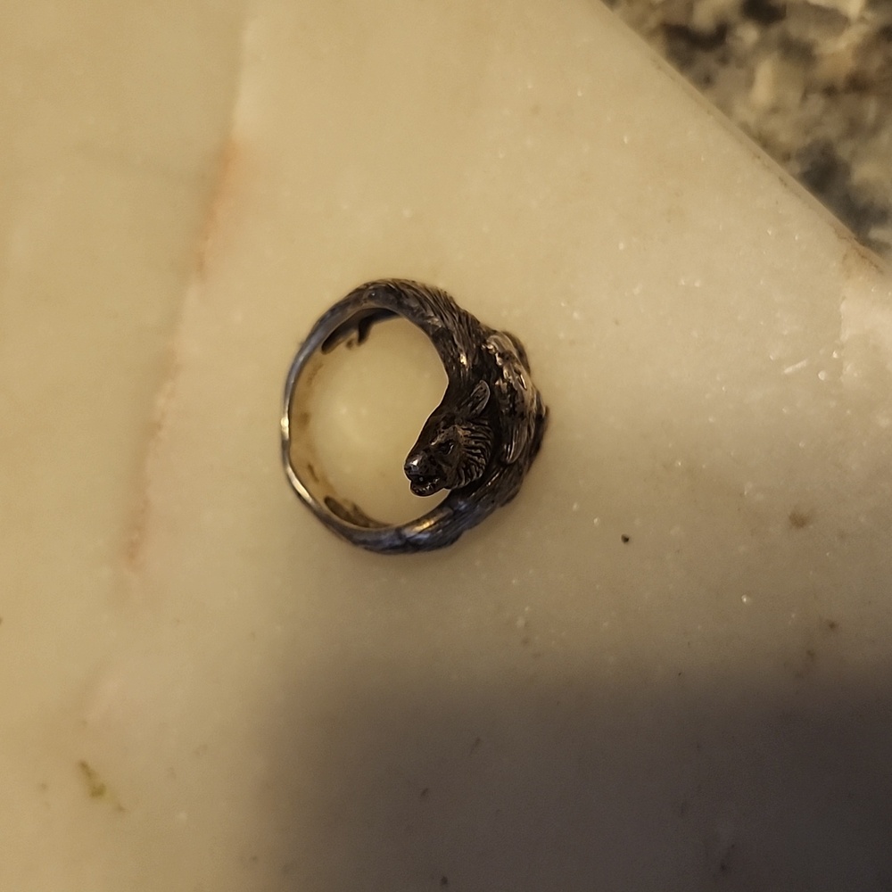 Sterling Silver Double Wolf Pack Design Ring Size 7 - Picture 2 of 15